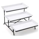 Yedio 3-Tier Porcelain Serving Tray Set, 12' Black