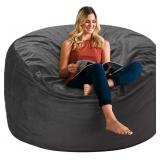 HABUTWAY Bean Bag Chair 3Ft Velvet Fur Foam Grey