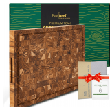 BEEFURNI Teak Wood End Grain Cutting Board 24x17'