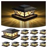 NIORSUN Solar Post Lights 12-Pack, 2 Modes, Black