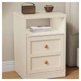 RoyalCraft Beige Nightstand with Storage Shelf