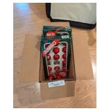 Box of vintage Christmas decor
