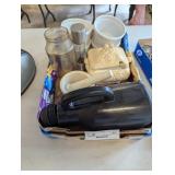 box lot of kitchen items