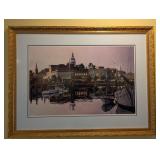 Harbor scene 43 by 33 signed bollinger