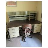 metal desk hutch and chair