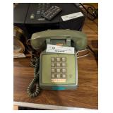 avacado green push dial telephone