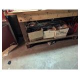 copper pipes under bench and other content