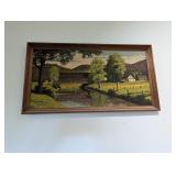 covered bridge linen art