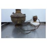 Two Vintage Oil Lamps with Decorative Brass and Gl