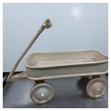 8.5" White Antique Metal Toy Wagon with Pull Handl
