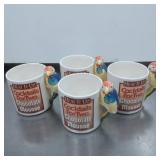4 Ceramic Mugs With Parrot Handles, 