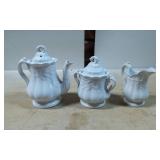 White Glazed Porcelain Coffee Set with Teapot, Sug