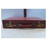 Wooden Briefcase with Red Exterior and Metal Latch