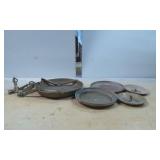 Five Metal Ashtrays with Chain Attachment