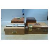 Four Wooden Cigar Boxes by Various Brands