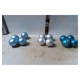 12 Glitter-Accented Christmas Ornaments in Blue, S