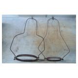 Two Metal Lamp Frame Parts With Circular Base Ring