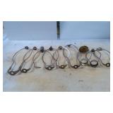 9 Metal Lamp Harps with Assorted Finials