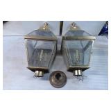Brass and Glass Wall-Mount Lantern Style Outdoor L