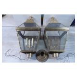 Brass and Glass Exterior Wall Lanterns with Mounti
