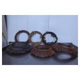 Six Cast Iron Lamp Base Rings with Decorative Desi