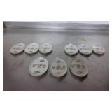 9 Porcelain Floral Trinket Dishes with Gold Trim