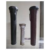 Three Vintage Handheld Flashlights in Mixed Materi