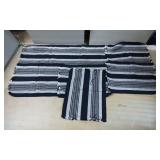 Six Black and White Striped Woven Textile Pieces