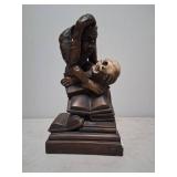 Bronze-Finished Sculpture, Monkey on Books Holding