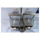 Brass and Glass Wall-Mount Lantern-Style Outdoor L