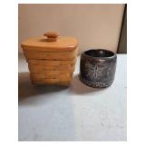 Handwoven Longaberger Basket With Lid and Etched M