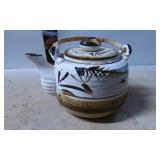 Hand-Painted Ceramic Teapot with Bamboo Handle