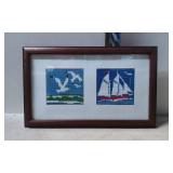 Framed Nautical Cross-Stitch Panels Featuring Seag