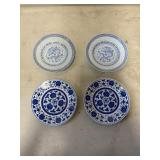Four Blue and White Porcelain Plates, Made in Chin