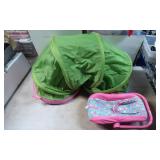 Green Foldable Play Tunnel and Pink Fabric Doll Ca