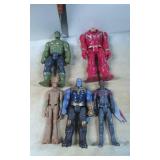 Five Action Figures Featuring Superheroes and Vill