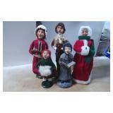 Five Christmas Caroler Figurines in Various Outfit