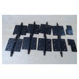 10 Decorative Black Hinges with Ornamental Finials