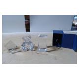 Crystal Figurines Including Bear, Angel Cube, and