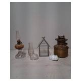 6 Lighting-Related Pieces Including Oil Lamps and