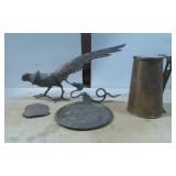 Decorative Metal Items, Including Bird Figural Pie