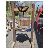 Antique Wooden Fruit and Wine Press with Hand-Cran