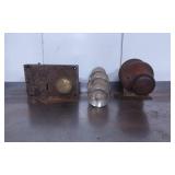 Vintage Door Lock Mechanisms and Knobs in Brass, M