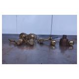 Brass Door Handle Components with Measurement Tape