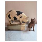 Vintage Cast-Iron Pig Doorstop and Antique Cast Ir