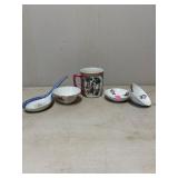 3 Porcelain Rice Bowls, One Cup, and Spoon, Made i