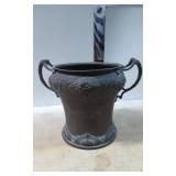 Cast Metal Two-Handled Vase with Engraving, Dated