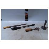 Vintage Hand Tools and Metal Candlestick Set