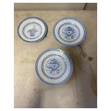 3 Blue and White Porcelain Plates, Made in China