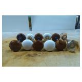 Six Mixed Ceramic, And Glass Doorknobs